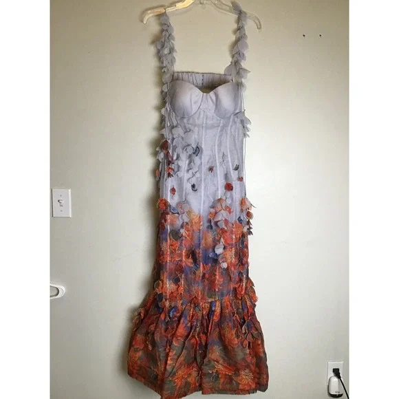 Zimmermann Wild Flower Botanica Petal Printed Linen-Silk Midi Dress Size 3 NWT - Picture 4 of 16